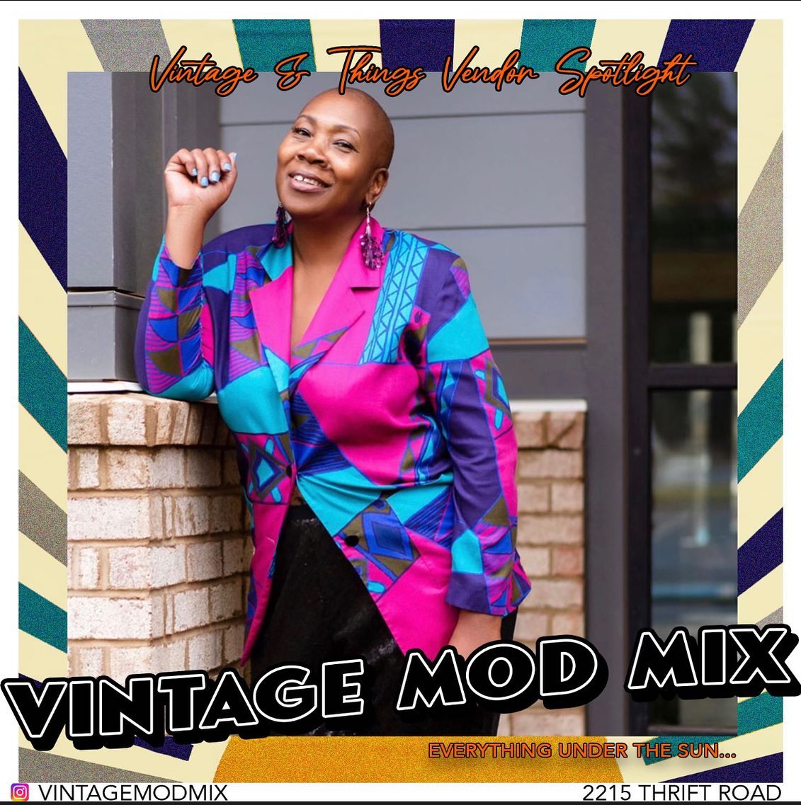 Vintage Mod Mix owner posing for photo.