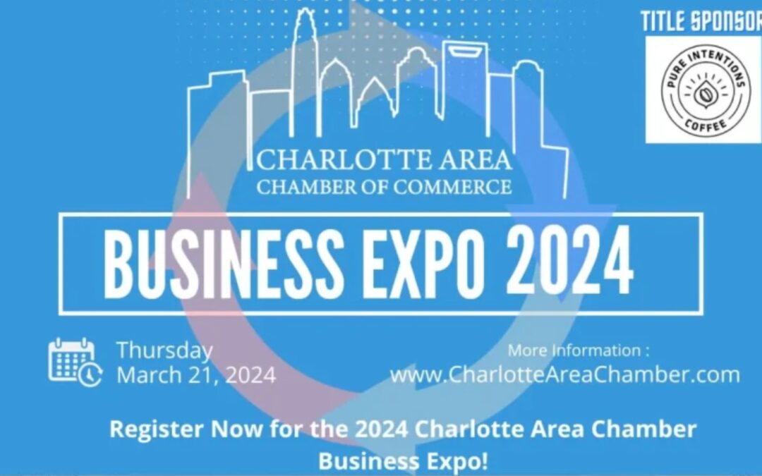 Charlotte business expo graphic showing event details.