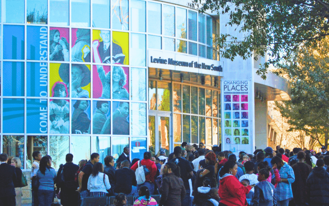 Crowd outside of the Levine Museum